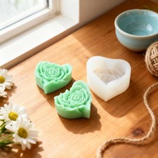 Rose Heart-Shaped Aromatherapy Candle Making Mold DIY Handmade Soap Mold 9CE3