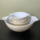 Pyrex Nesting Bowls Forest Fancies Mushroom Pattern Set Mixing Bowls VTG Used