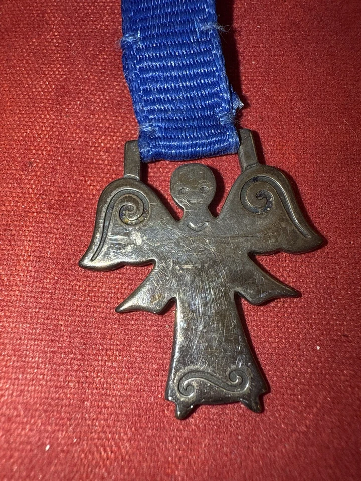 James Avery Retired Sterling Silver Bookmark 2 Angels Blue Ribbon - DISCONTINUED Foto 3 de 4