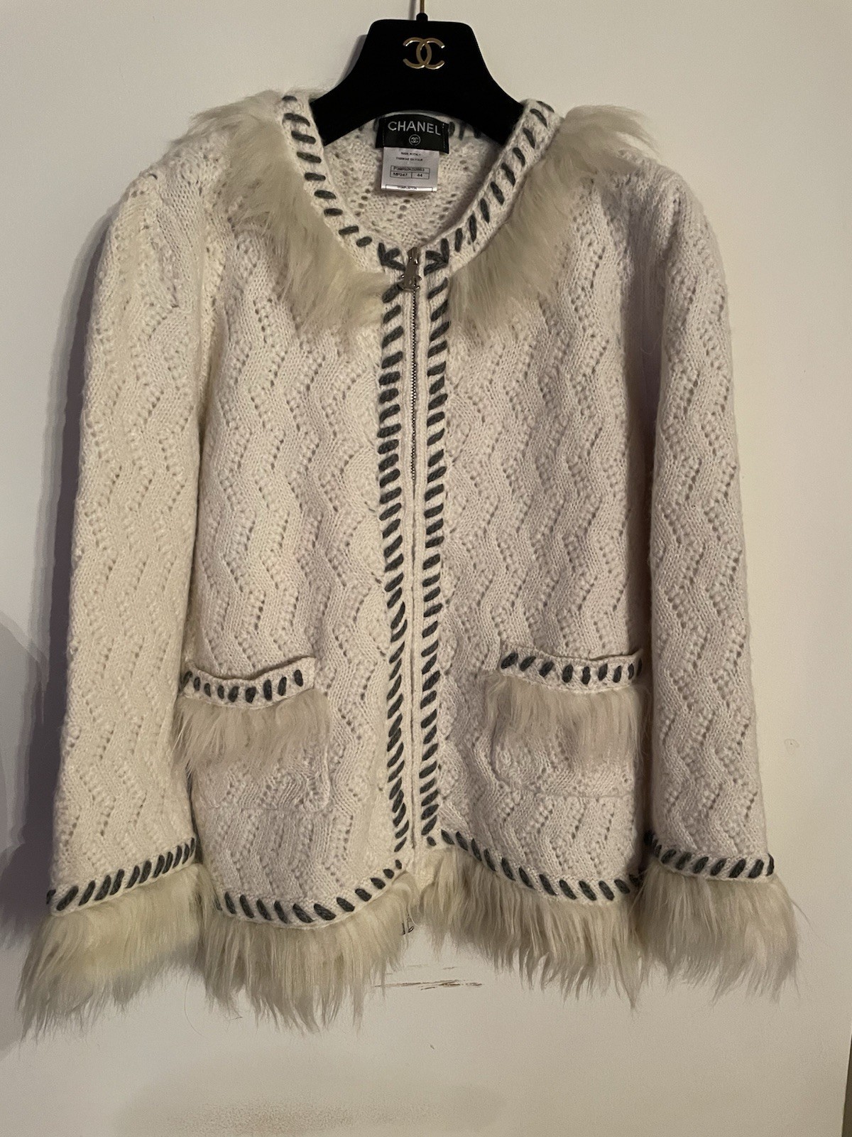 Chanel Ladies Cardigan Sweater with Zip, Size 44