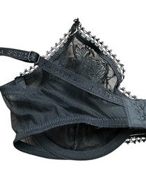 La Perla Bra Sheer Floral Applique Lace Black Balconette Underwire Size 34 Italy