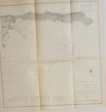 1856 B&W US Coast Survey chart map Waccasassa Bay Florida Bache