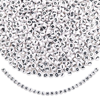 1000 StüCk Buchstabenperlen 4X7Mm Rund Acryl Weiß Schwarz Wort A Bis Z