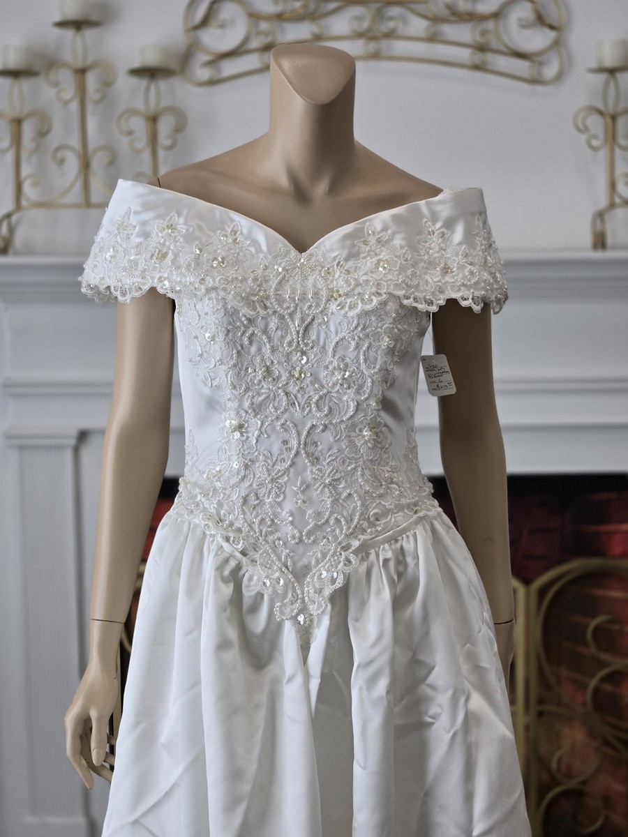 Bridal Originals Vintage 80s White Satin Convertible Short
