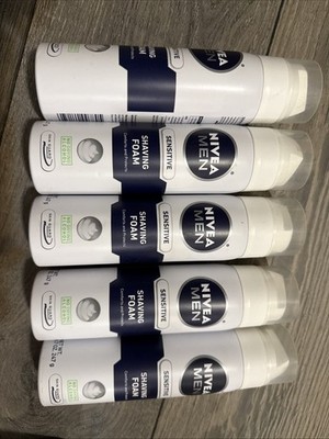 5 Bottles Of Nivea for Men Sensitive Shave Foam 8.7oz Each No drying alcohol New