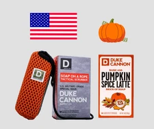 Duke Cannon Pumpkin Spice Latte Brick Soap+ Scrubber Halloween  Benefit Vet Lot2