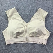 Tommie Copper Sports Bra Womens 2XL Beige Nude Shoulder Support Front Zip Mesh