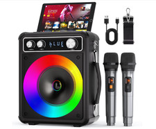 Karaoke Machine with 2 Wireless Microphones,Portable Bluetooth Speaker for Adult