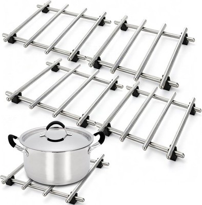 4 Pcs Stainless Steel Trivet for Hot Dishes, 7''x7'' Mini Cooling Rack,