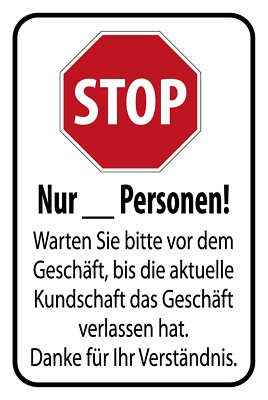 Holzschild 20x30 Stop Warten sie bitte vor dem Geschäft Danke für ihr Verständni