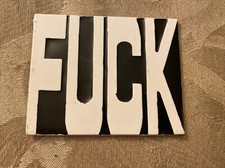 Belt Buckle Men  s Rectangle F k Black  White 3.25  X 2.75  