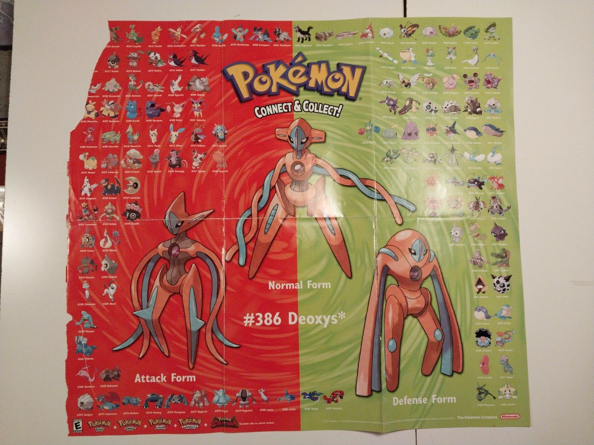 Vintage Pokemon Connect & Collect Deoxys Poster Fire Red Leaf
