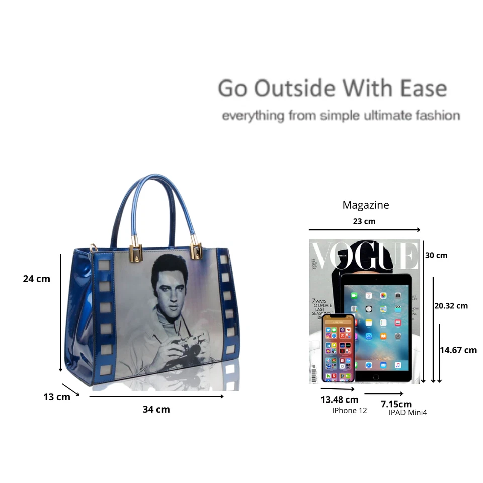 New Large Original 3D Elvis Design Shiny Shoulder Handbag Tote Hobo Shopping Bag - Image 2 of 3