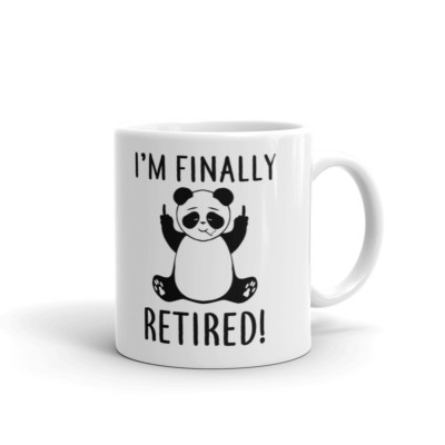 Finally Retired! Middle Finger Panda Coffee Tea Ceramic Mug Office Work Cup Gift