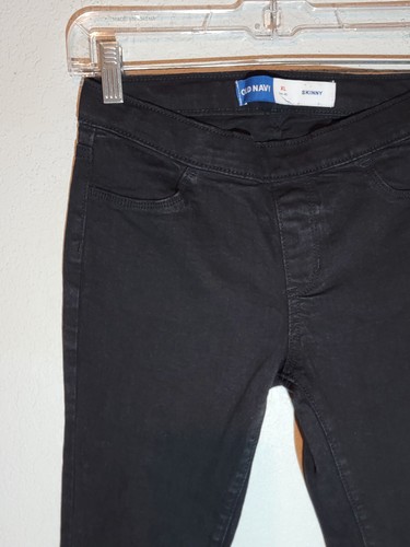 old navy pull on jeans girls size XL 14-16 skinny stretch adjustable waist black - Picture 2 of 10
