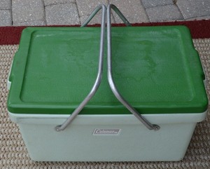 vintage green coleman cooler