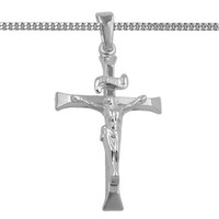 Weiß Gold 333 Kreuz AnhäNger Jesus Christus Taufe Kommunion Mit Kette Silber 925