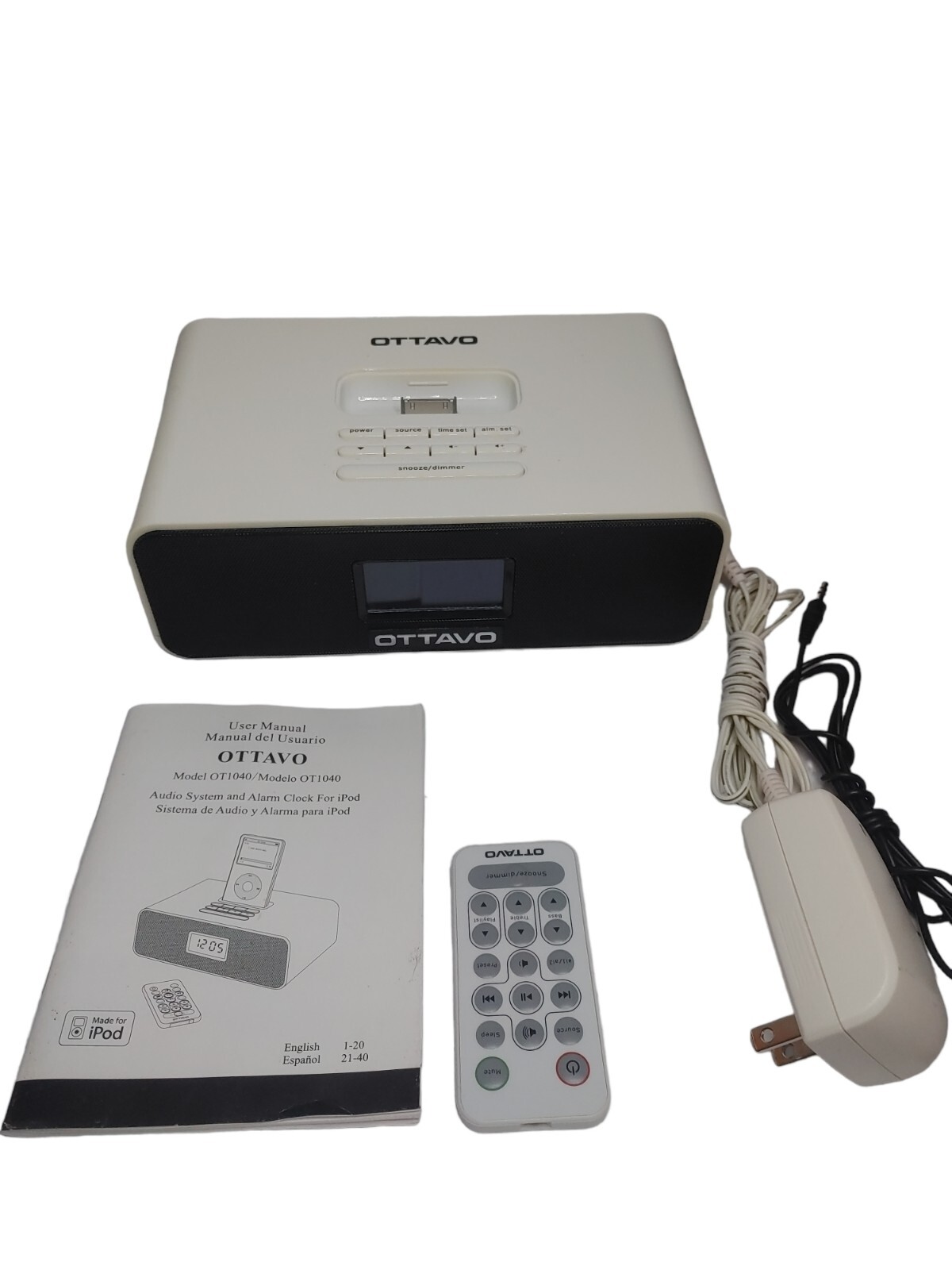 OTTAVO Speaker Docking Station & Alarm Clock FM Radio iPhones OT1040