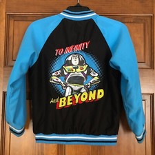 Disney Toy Story Buzz Lightyear Green Alien Snap Up Varsity Jacket Kids 5/6 EUC