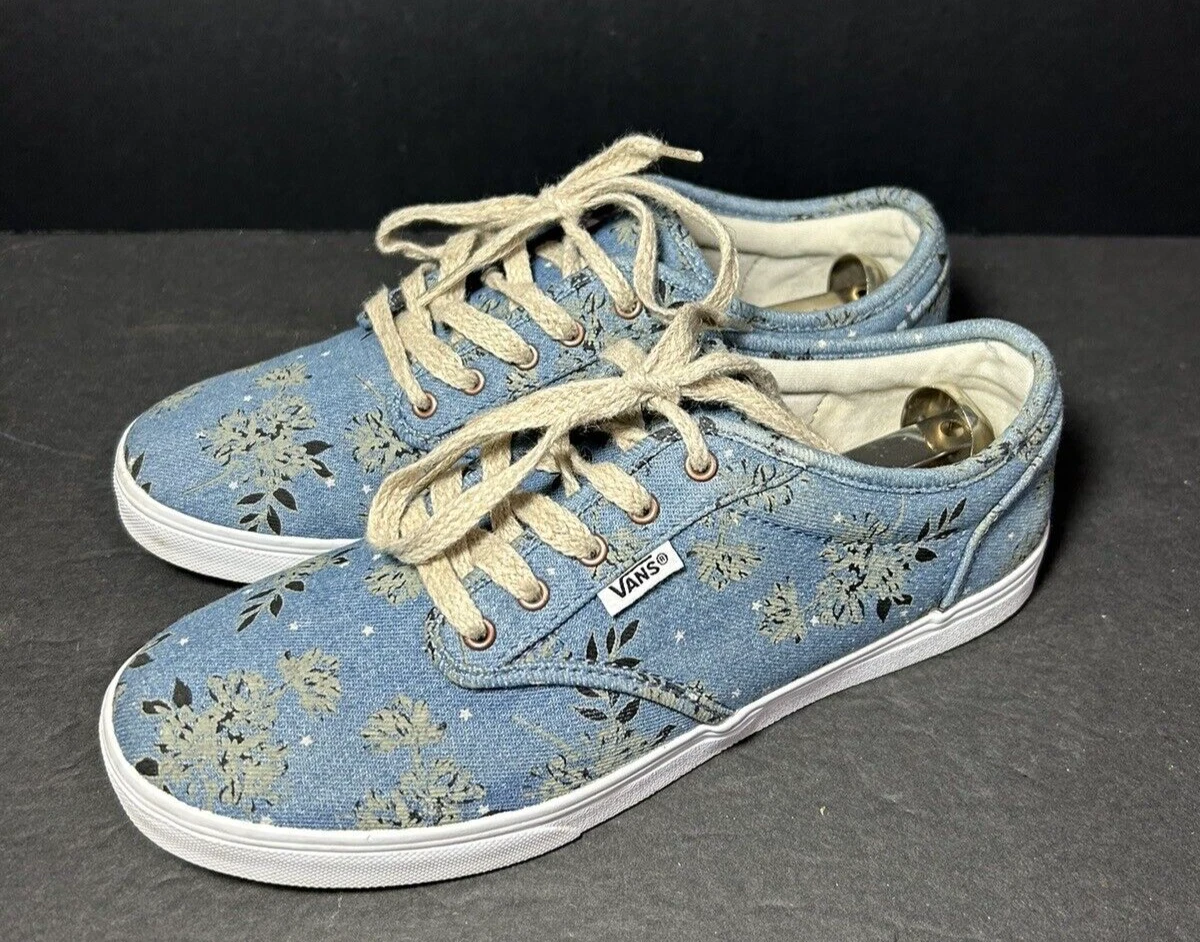 Scarpe da donna Vans denim blu nero floreali stelle stampa tropicale taglia 8