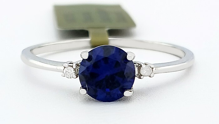 GENUINE 1.08 Cts BLUE SAPPHIRE & DIAMOND RING 10K WHITE GOLD - Free Certificate