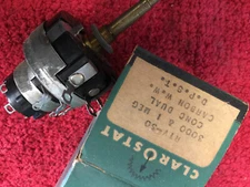 RTV-50 3000 & 1 MEG CONC DUAL CARBON WW DPST POTENTIOMETER CLAROSTAT     NOS