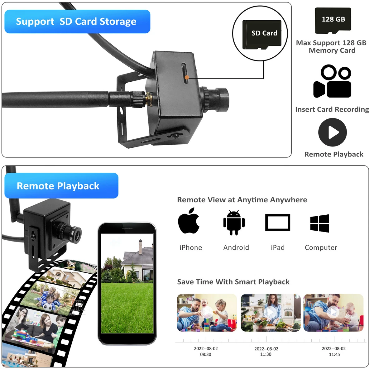 Eyes.sys Wireless Mini 2MP WIFI HD 1080P CCTV Camera P2P ONVIF NVR