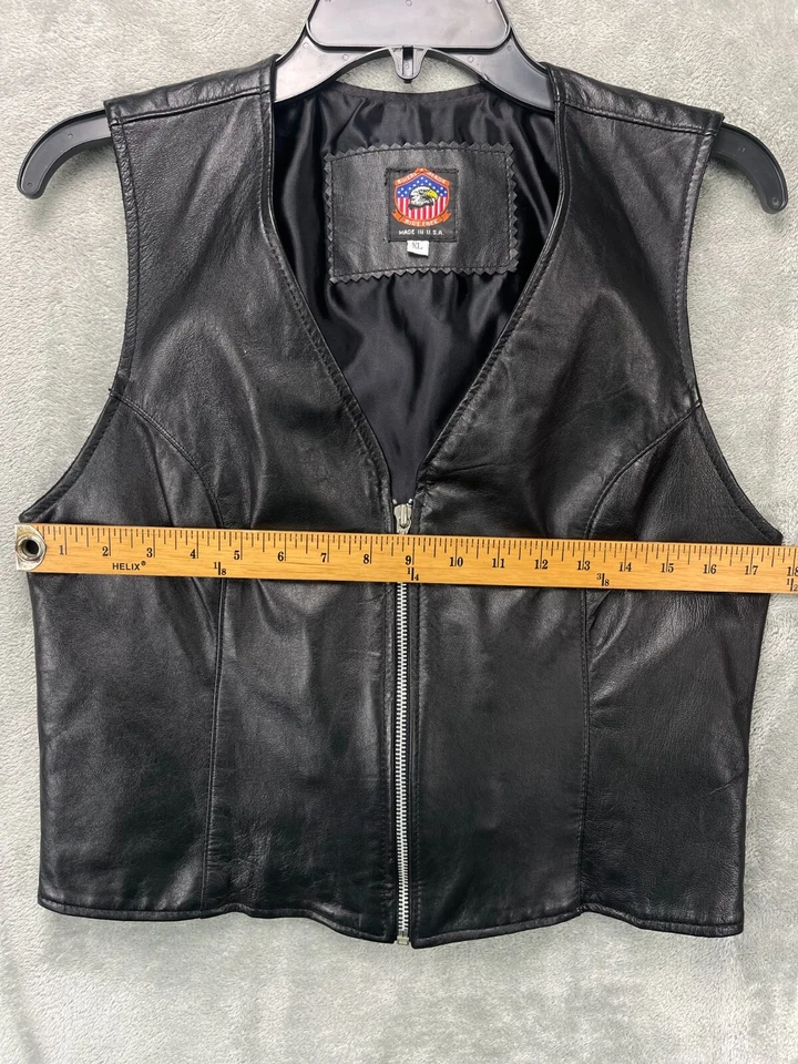Chaleco de cuero para mujer Bikers Image XL negro cremallera completa Foto 2 de 4