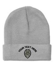 Your Text Here Custom Police Batch Embroidery Embroidered Beanie Skully Hat Cap