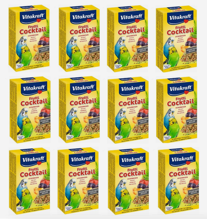 12 x 200g PACK VITAKRAFT BUDGIE FRUIT COCKTAIL FOOD SEED MIX TREAT