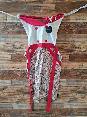 Cynthia Rowley New York rot-weiß gemusterte Schürze One Size