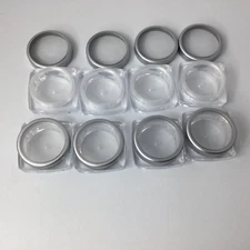 Plastic Cosmetic Jar Container Eye Face Cream with Silver Lid Lot of 8 10g