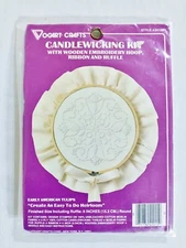 Vogart Crafts Candlewicking Kit with 6" Embroidery Hoop Early American Tulips