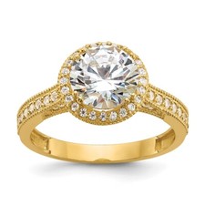 10k Yellow Gold Cubic Zirconia Engagement Ring Size 7
