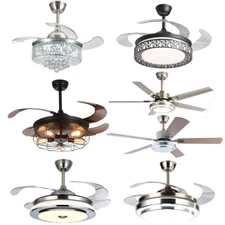 42"/52" LED Chandelier Invisible Ceiling Fan Light Ceiling Lamp w/Remote Control