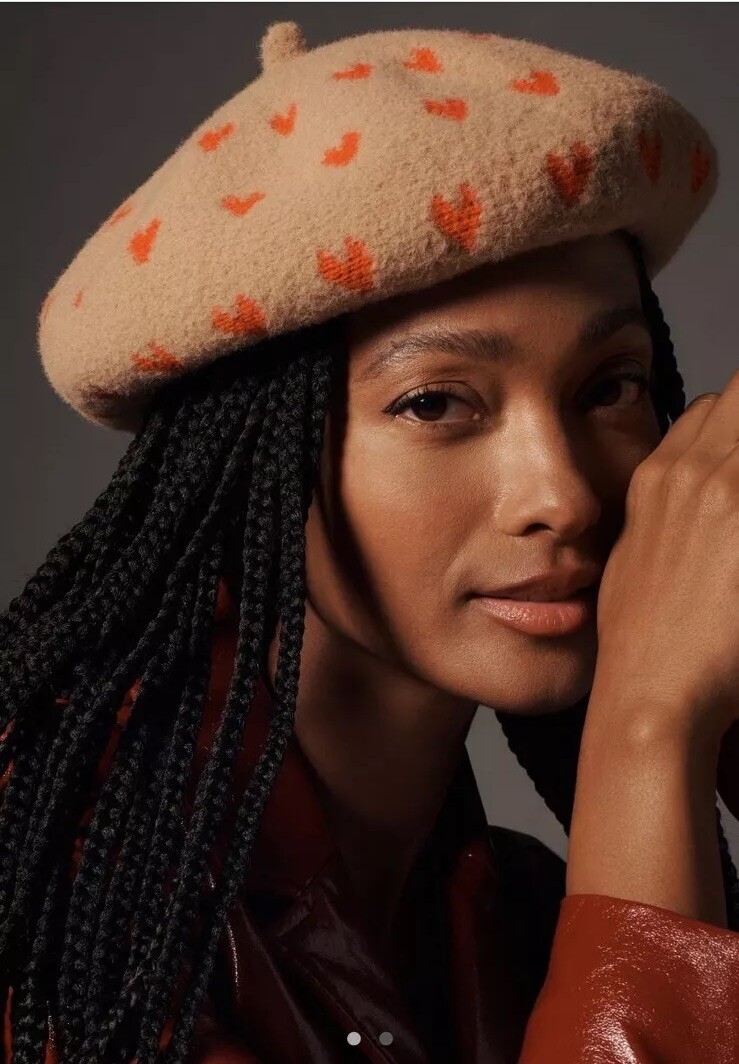 New Anthropologie Maeve Icon Heart Beret Beige One Size | eBay display picture 1