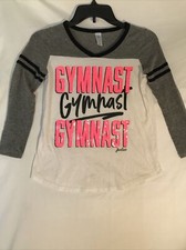 Justice Girl  s Shirt/Size 10/Gymnast/Black, Gray, White  Hot Pink 