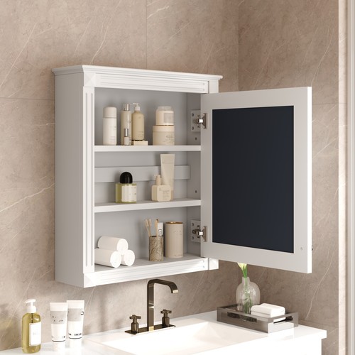 Wall Mounted Bathroom Cabinet Storage Cabinet with Mirror & Adjustable Shelf - Picture 3 of 60