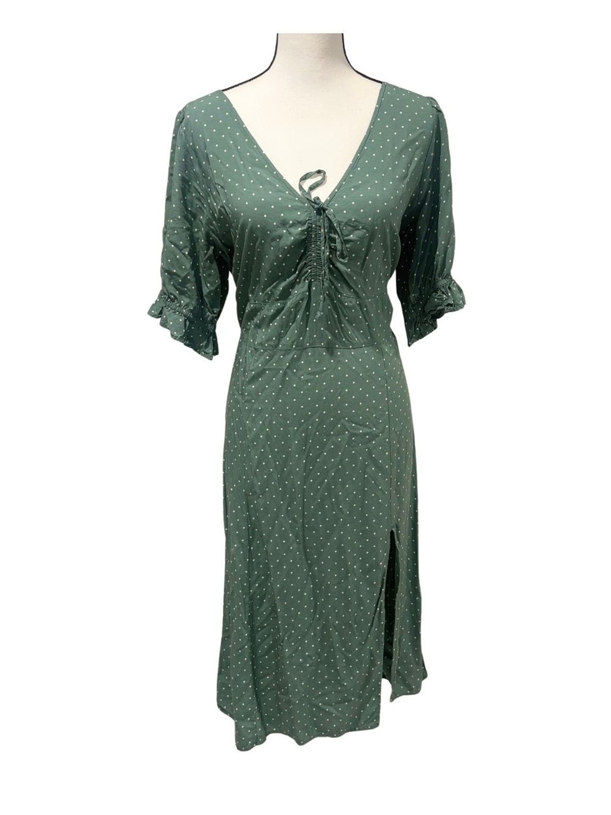 Abercrombie & Fitch Forest Green Polka Dot Midi Dress