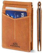 RFID Blocking Wallet Slim Bifold - Genuine Leather Minimalist Front Pocket Wa...