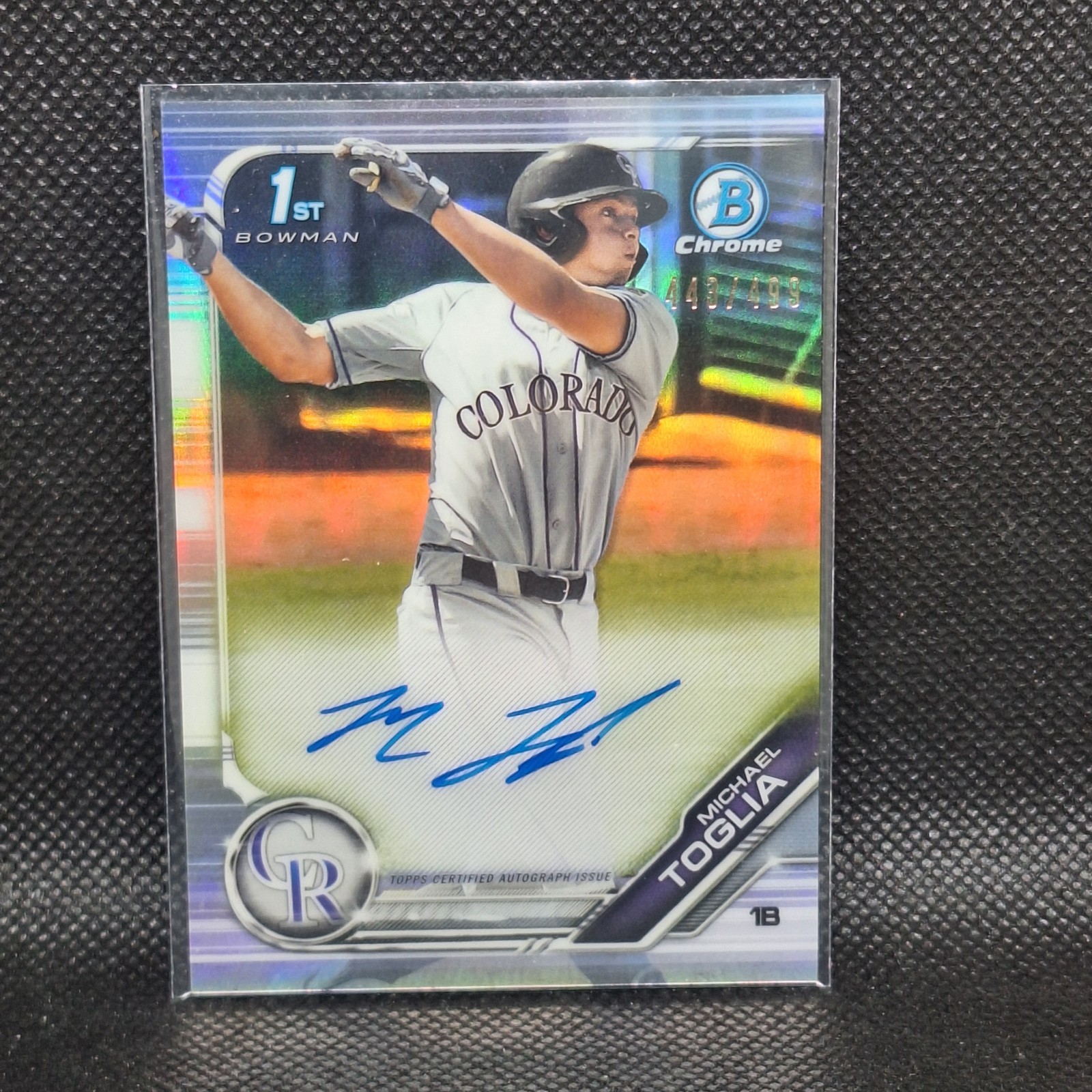 2019 Bowman Draft Michael Toglia Chrome Auto 1st Prospect Refractor #/499 Rockie