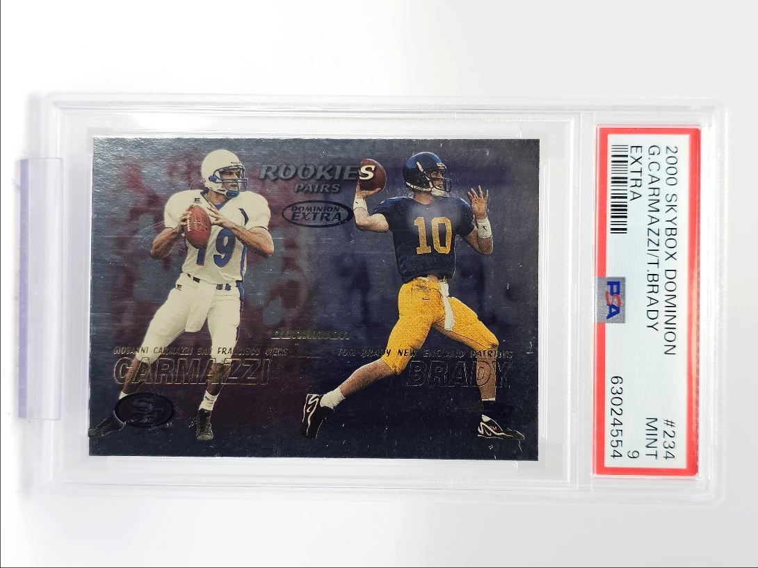 TOM BRADY 2000 SKYBOX DOMINION ROOKIES PAIR EXTRA RC PSA 9 Q0004