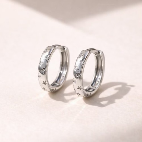 Dainty Starburst Huggie Earrings,Minimalist Silver Earrings,Celestial Earrings