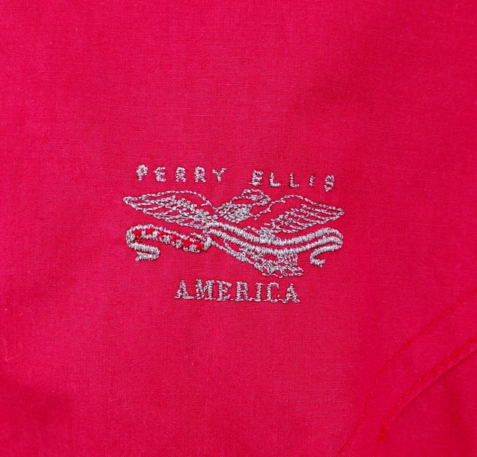 Vintage 90s Style Red Bomber Jacket Plaid Flannel Lined USA Eagle Logo Men’s XL - Image 3 of 4