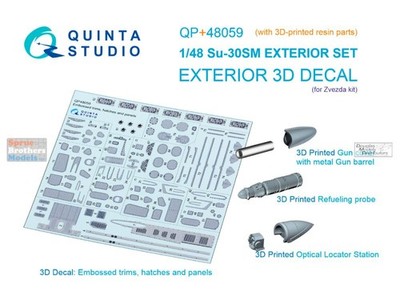QTSQP48059R 1:48 Quinta Studio - Su-30SM Flanker Exterior Detail Set (ZVE kit)