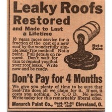 Monarch Paint Co. Leaky Roofs Restored Cleveland OH 1926 Ad SAI2-M2
