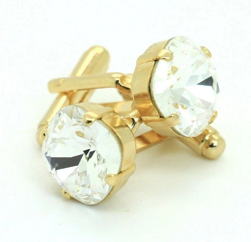 2 CT Lab Created Diamond Cushion Men's Cufflinks 14k Yellow Gold Plated Silver - Image 3 of 4