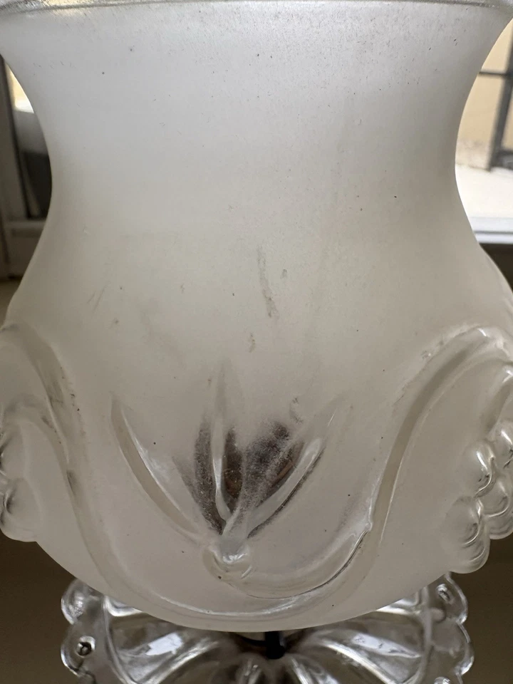 Juego de 2 lámparas de prisma de vidrio y cristal vintage de los años 50 con pantallas esmeriladas Foto 4 de 4