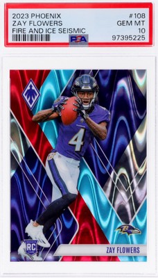2023 Phoenix Rookies Fire and Ice Seismic Zay Flowers 50/50! PSA 10! POP 6!