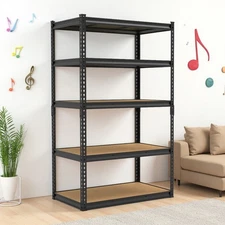 5-Tier Modular Shelving Unit With MDF - Adjustable, Heavy Duty, 24'' Wide, Black